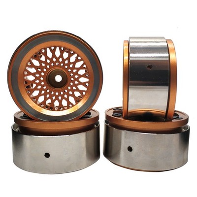 Set of 4 Xtra Speed Aluminum 1.9 HD Beadlock Wheels Gold TRX-4