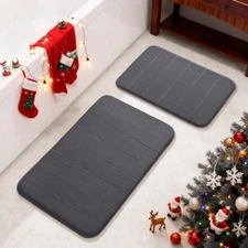 Yimobra Memory Foam Bathroom Rug Set 2-Piece Dark Gray 17x24 31.5x20 Absorbent