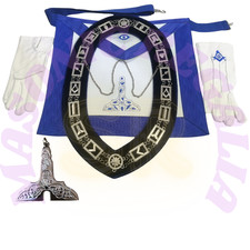 Blue Lodge Senior Warden Apron Set with Jewel, Masonic Collar, Gloves