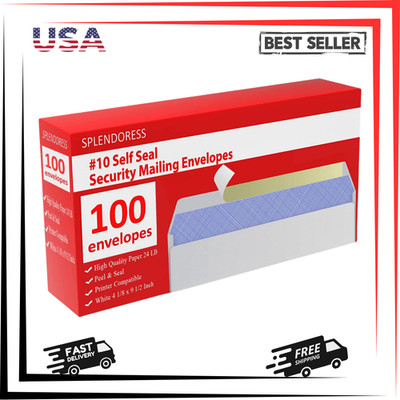 #10 Envelopes Letter Size Self Seal | 100 Business Mailing Security Peel and Sea