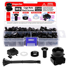 50-Pack M6 X 16Mm Rack Mount Cage Nuts, Screws, and Washers   Server Rack Screws