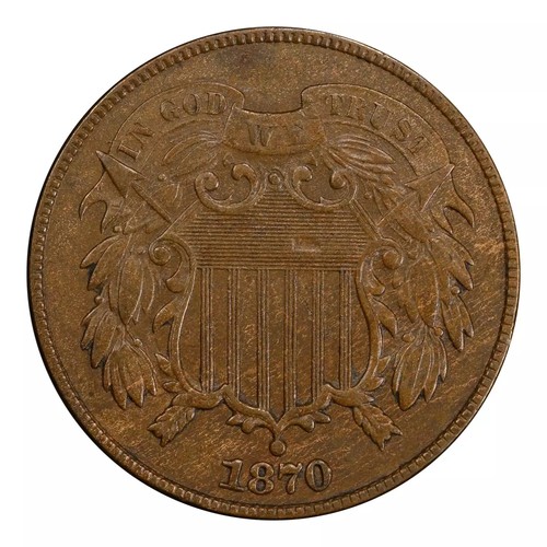 1870 Two Cent Piece PCGS XF-45 BN