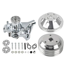 LWP High Volume Long Water Pump +Pulley +Crankshaft 1/3 Groove For Chevy SBC 350