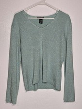 New York  Company Mint Green Shimmer Sweater L Chic Classic