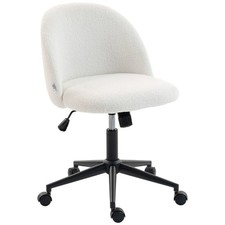 HOMCOM Desk Chair, Fluffy Swivel Office Chair for Makeup Vanity, Cream