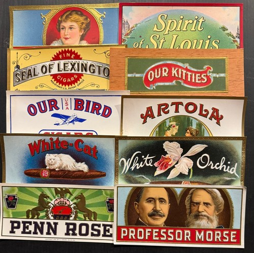 Vintage C 1950 -1960 Lot of 10 + 2 Random Cigar Box Labels Total 12 “NOS” - L1