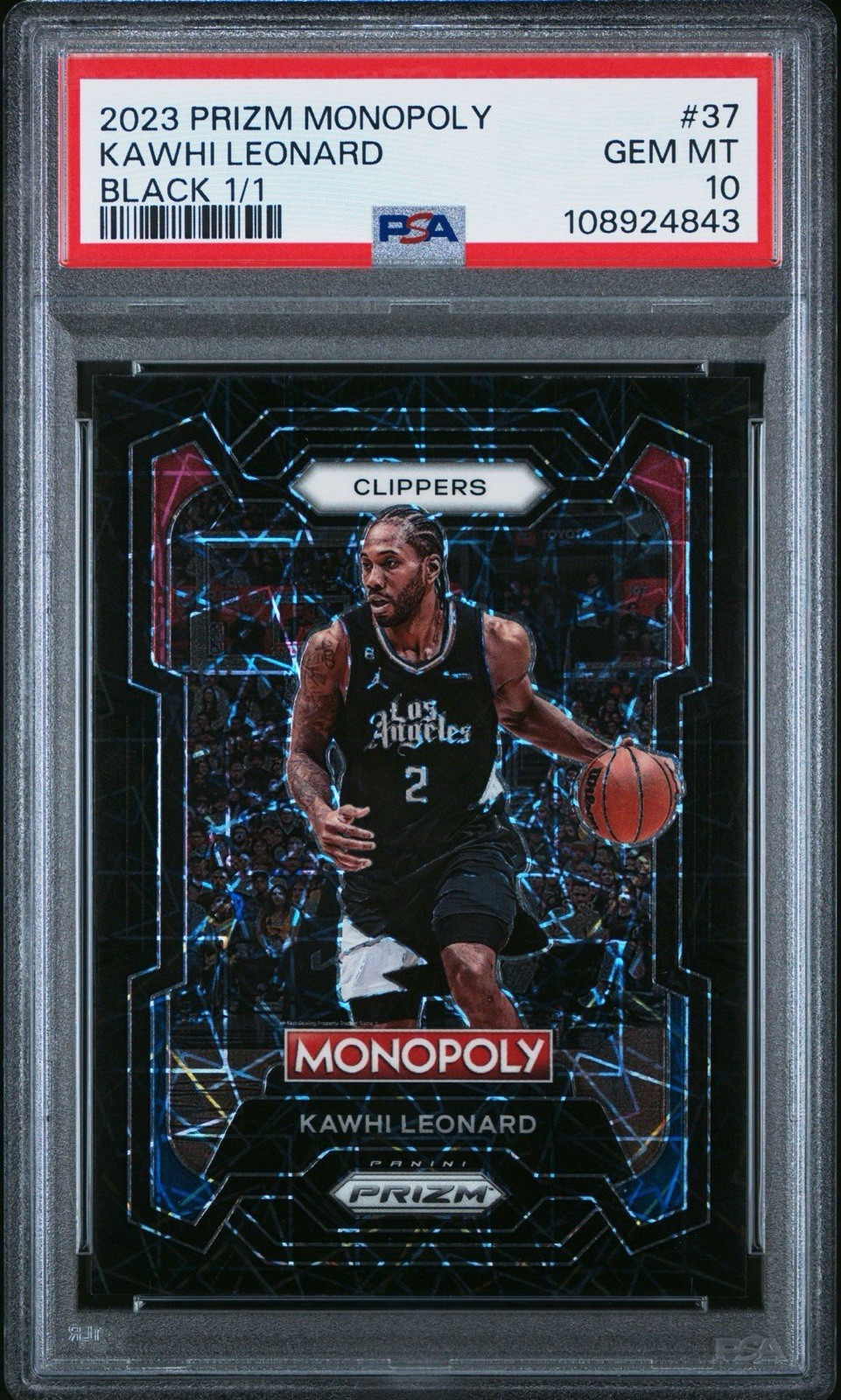 2023-24 Panini Prizm Monopoly Kawhi Leonard #37 Black 1/1 PSA 10