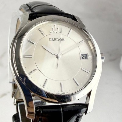 Seiko Credor 8J82-0AA0 Quartz Watch Silver Dial Date Dress Japan