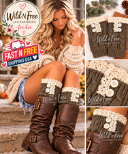 Cable Knitted Boot Cuffs Mocha Short Thick Winter boot topper lace and buttons