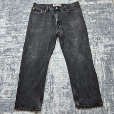 Levis 505 Jeans Mens 38x30 Black Denim Faded Regular Fit Straight Leg Workwear