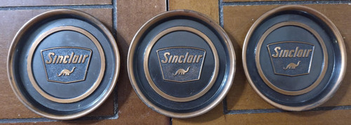 Vintage Set of 3 Sinclair Oil Coasters Brass Hyde Park