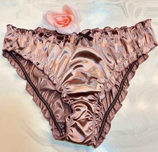 Vintage SECOND SKIN SATIN Glossy WET LOOK SISSY PANTY PANTIES w/Bow Size L