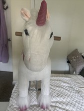 Animal Adventure  Real Wood Ride-On Plush Rocker  White and Pink Unicorn  ...