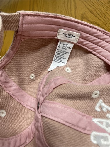 American Eagle Outfitters Baseball Hat Dusty Rose Beige Embroidered Rose Cotton - Picture 6 of 6