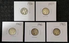 5 Mercury Dimes from 1936 to 1943