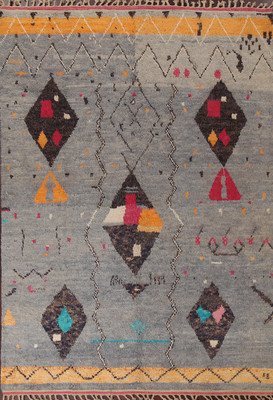 Geometric Moroccan Rug 8x11 Ft Handmade Rug Oriental Wool Carpet Bedroom Rug
