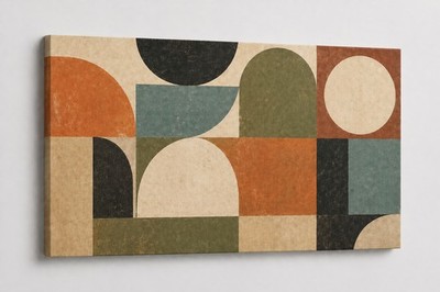 ICE ARMOR Large Canvas 24x36'' Retro Abstract Shapes Mid Century Block