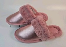 Auden Women's Pink Rae Metallic Faux Leather Slippers New Size M 7-8 