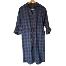 The Limited blue buffalo check 3/4 sleeve shirt dress knee length.  Size XS
