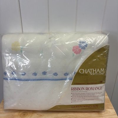 #ad Vintage Chatham Nort Star Ribbon Romance Queen King Blanket 102quot; X 90quot; Acrylic $34.77
