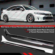 For 2022-26 Honda Civic MCX Style Pearl White Black 2 Tone Side Skirt Extension