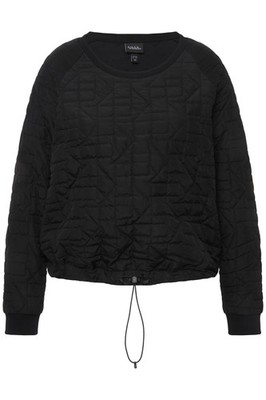 Ulla Popken große Größen Sweatshirt 42+ schwarz Sweatshirt Steppmuster Saumband