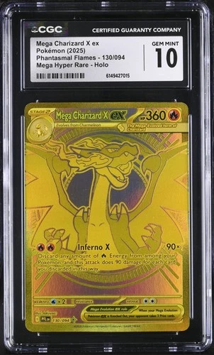 2025 Pokemon Phantasmal Mega Charizard X EX 130/094 Mega Hyper Rare CGC 10