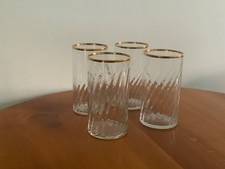 4 ( von 15) x Wasserbecher Saft Murano mit Goldrand gewelltes Glas Wellenschliff