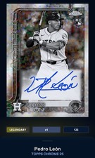 25 Topps Bunt DIGITAL Chrome B&W Mini Diamond Signature LEGENDARY Pedro Leon