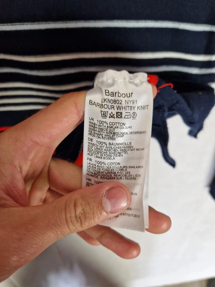 BarbourWhitby Knit Jumper Size UK 10 In Blue Women's Striped Pullover Sweater - Image 4 of 4