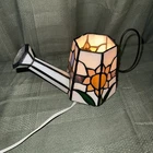 Vtg Stained Glass Tiffany Style Watering Can Sunflower Accent Lamp Tested Works