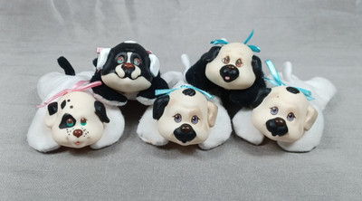 Vintage Hasbro Puppy Surprise Puppies Plush Dog Black White Spots 1991 Mixed Lot