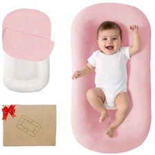 Baby Lounger for Newborn 0-24 Months Soft Cotton Infants Support Cushion, Pink