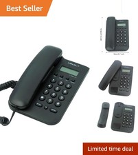 Durable Corded Telephone with Incoming Call Display - Black for Home or Office