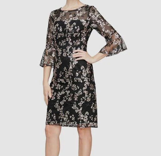 sachin and babi light blue dress Alex Evenings Contour Collection Sheath Cocktail Dress