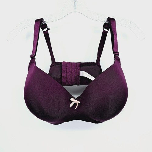Cacique Lightly Lined Balconette Bra 40DD Dark Purple Underwire Support Strappy - Picture 13 of 13