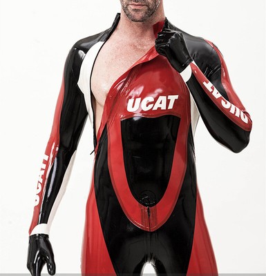 Latex Pure Rubber Gummi Racing Catsuit Bodysuit Jumpsuit Front Zip 0.4mm S-XXL
