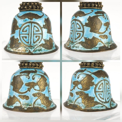 Cappello rango mandarino dinastia Qing bottone turchese blu smalto finale pipistrelli campana AS-IS - Foto 12 di 24