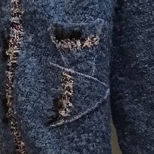 Vtg TEL TELLE Paris France Sweater Blue M Grandma Artsy Boho Funky Euro Chic - Picture 5 of 23