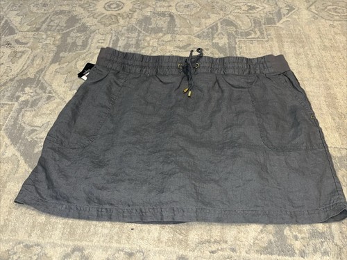 New Ellen Tracy & Co Gray Skort Skirt With Shorts Linen Womens XXL 2XL Elastic