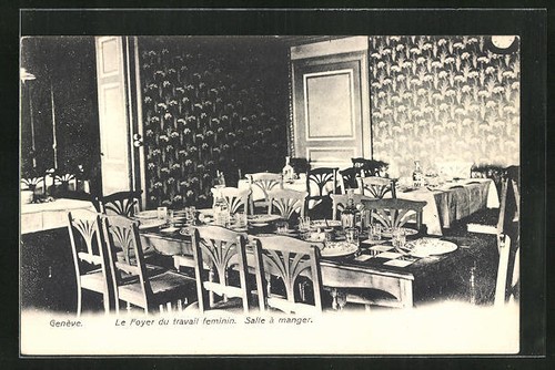 AK Genève, Le Foyer du travail feminin, Salle à manger - Bild 1 von 2