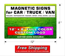 1 PAIR (2) MAGNETIC SIGNS for CAR / TRUCK / VAN /  TRAILERS - 12" x 8"