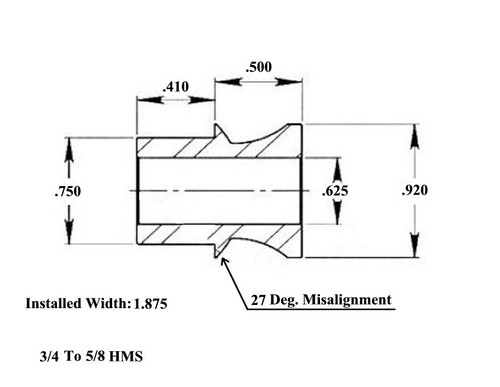 ECONOMY 4 LINK KIT 3/4 HEIM JOINT 3/4-5/8 HIGH MISALIGNMENT SPACER BUNG .250 - Picture 8 of 8