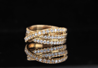 $3,650 KG 18K Yellow Gold 0.85ct Pave Round Diamond X