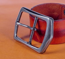 Heavy Duty Silver Finish Oblong Center Bar Belt Buckle Fits 1-1/2" Leather Belts