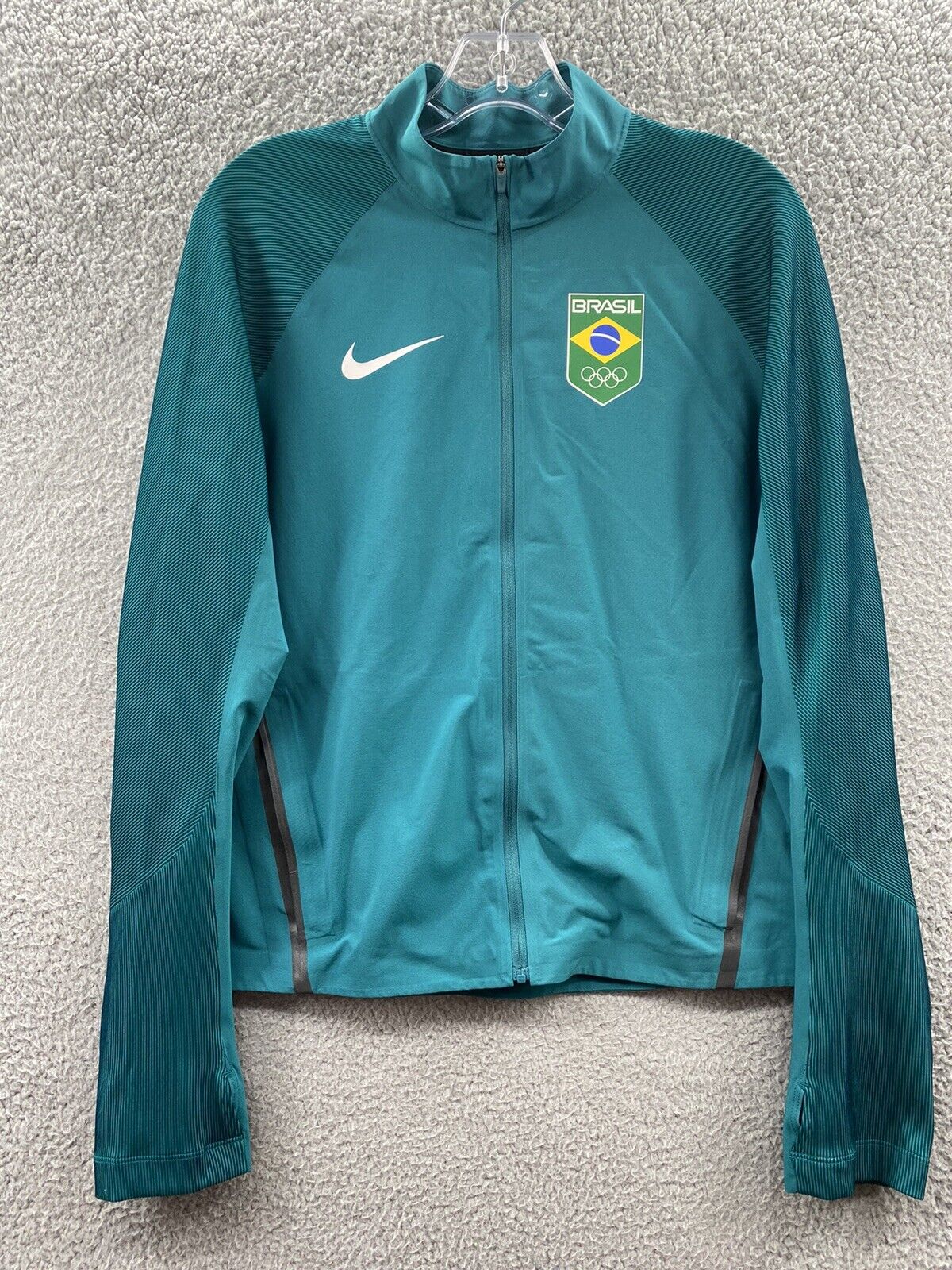 Nike Team Brazil Women’s Large Running Jacket Flex Olympic 2016 Blue Ladies