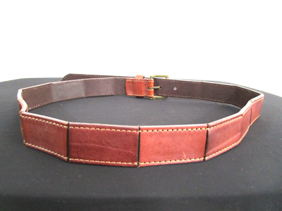 EUC! Calvin Klein Brown Leather Panels Brass Buckle Belt  display picture 2