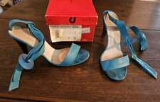 Vintage Charles Jourdan Blue Green Leather Heels 7 B France