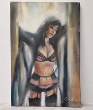 Woman Oil Painting Original Modern Impressionism Female Nude Collectible Art