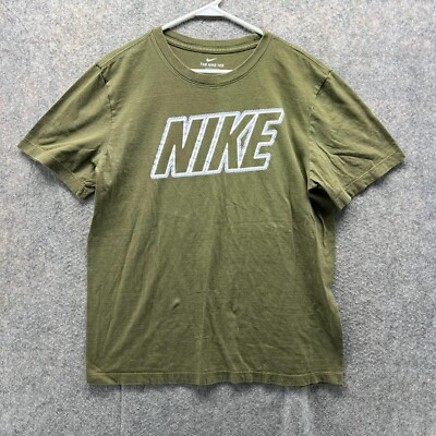 olive green and white nike shirt